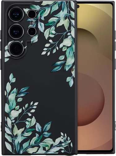 Vista 15 de RALEAVO Funda para Samsung Galaxy S24 Plus, bonita funda de silicona floral Verde/Rama Floral