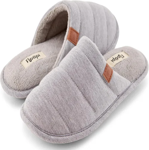 Vista 4 de Floopi House Slippers for Women, Soft Ribbed Knit Closed Back Women Slipper, Multiple Layered Comfy Memory Insole Foam with Jersey Outsole