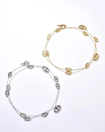 Vista 5 de LeoYletc Collar largo para mujer, acero inoxidable, chapado en oro de 18 quilates, joyería de moda