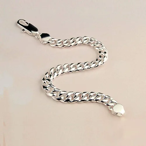 Vista 5 de Dankadi - Pulsera de plata para hombre, cadena cubana de 0.315in y 7.9in, para hombre