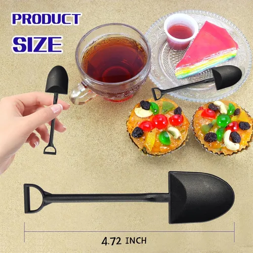 Vista 5 de OaaXbbECco Cucharas de postre plásticas desechables lindas de la novedad de la forma de la pala (50)