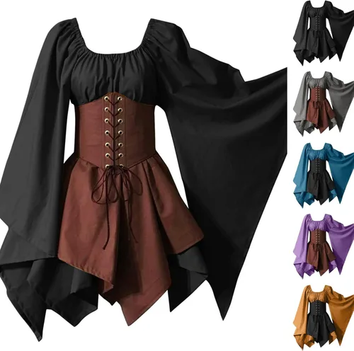 Vista 6 de Vestido gótico negro para mujer, vestido gótico para mujer, vestido Lolita, vestido retro de encaje estilo grunge, vestido punk de encaje