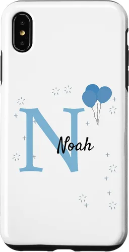 Vista 7 de iPhone 14 Noah Motif with Boys Name - Funda con aspecto azul