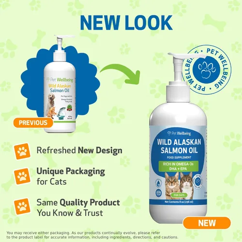 Vista 2 de Pet Wellbeing Aceite de salmón silvestre de Alaska para gatos, aceite de pescado omega-3 diario capturado en la naturaleza, procesado en frío