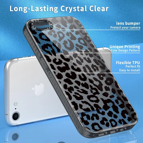 Vista 3 de Paquete de 2 Fundas con Estampado de Chiita para Apple iPhone 7/8/iPhone SE 2020/2022, de 4.7 Pulgadas, Funda Transparente Linda Coquette