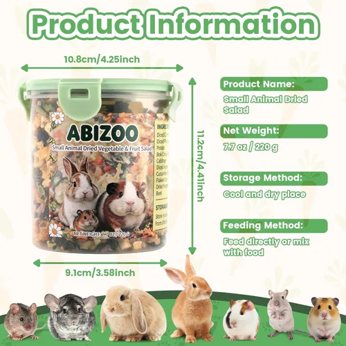 Vista 7 de Abizoo Mezcla de golosinas de conejo de frutas y verduras secas
