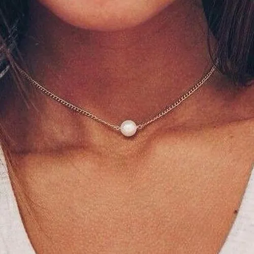 Vista 6 de Collares en capas en forma de Y para mujer, collar de cadena delicada de perlas de moda, collar de capas de moda