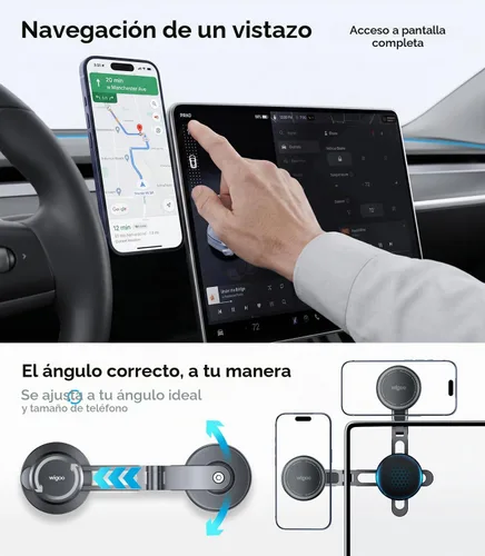 Vista 3 de Wigoo Para Tesla Model 3/Y/YL/X/S Soporte de teléfono, estilo OEM, imán más