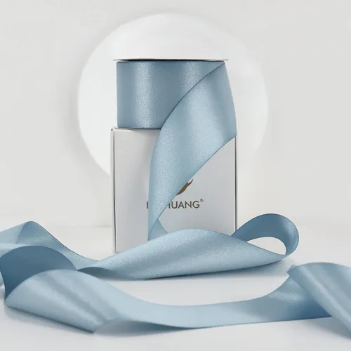 Vista 13 de HUIHUANG Cinta azul bebé de 1 pulgada x 20 yardas, cinta de satén gruesa brillante de lujo de doble cara para baby shower, manualidades y lazos