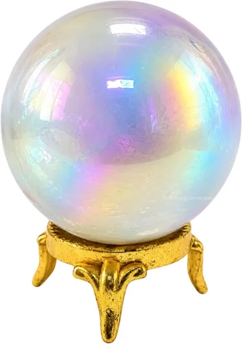 Vista 14 de Amazing Gemstone Bola de cristal de Amazonita con soporte, bolas de meditación de esfera de cristal de 2 pulgadas para brujería y bolas decorativas