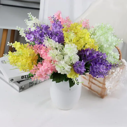 Vista 3 de ECYC Ltd Ramo de flores artificiales de jacinto de 13.78 pulgadas, flores de jacinto de seda con tallo de jacinto sintético para decoración de boda