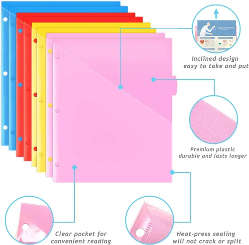 Vista 3 de WOT I Separadores duraderos de 8 pestañas para carpeta con bolsillo transparente - 1 juego, separadores reutilizables de plástico para carpeta de 3