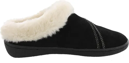 Vista 2 de Clarks Womens Suede Leather Clog Slipper JMS0411B - Warm Plush Faux Fur Lining - Indoor Outdoor House Slippers For Women