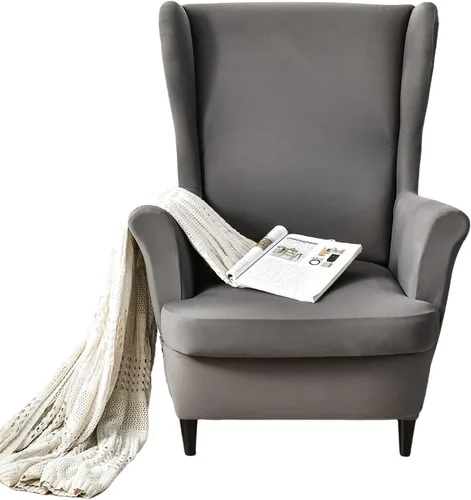 Vista 41 de NILUOH Funda para silla Wingback, 2 piezas, fundas elásticas de elastano para silla con respaldo de ala, funda lavable para sillones con respaldo