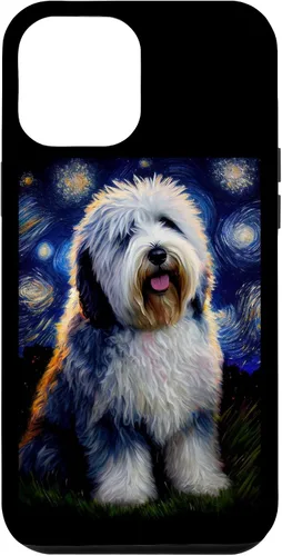 Vista 26 de Old English Sheepdog in Starry Night Painting Dog Mom Dad Case for iPhone 17