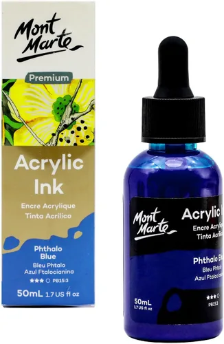Vista 8 de Mont Marte Tinta acrílica premium de 6 piezas x 20 ml (0,7 fl.oz. EE.UU.), tintas acrílicas para artistas, colores esenciales, ideal para aerógrafo