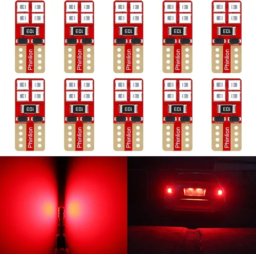 Vista 8 de PHINLION 12V T10 168 194 Bombillas LED amarillas ámbar, súper brillantes, miniatura 2835 8-SMD, cuña 12961 12396 para luces interiores de coche