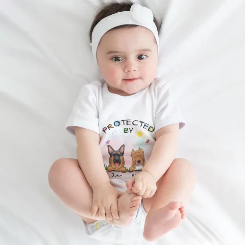 Vista 3 de Gossby Enterizo personalizado para bebé niña niño – Regalo personalizado ropa de bebé con diseño de perro – 0-24 meses – 4