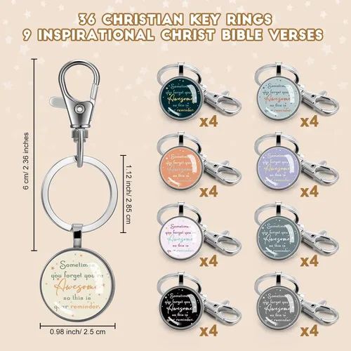 Vista 2 de Llavero inspirador divertido de 18 piezas con texto en inglés "You're Awesome Sign", regalo de Navidad, regalo de joyería para mujeres, hombres
