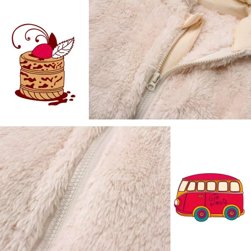 Vista 4 de CAHL&FAUO Traje de nieve para recién nacido, con diseño de oso de dibujos animados, mameluco de forro polar con capucha