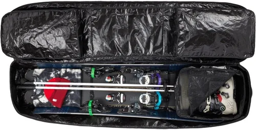 Vista 5 de evo Bolsa de rodillos de esquí y snowboard de lujo con cubo de embalaje, bolsa de equipo de botas de esquí compatible con TSA con ruedas