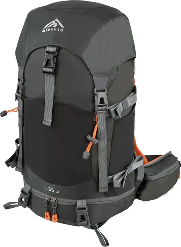 Vista 10 de Mochila de senderismo 30+5L para mujeres Mochila impermeable para acampar Negro