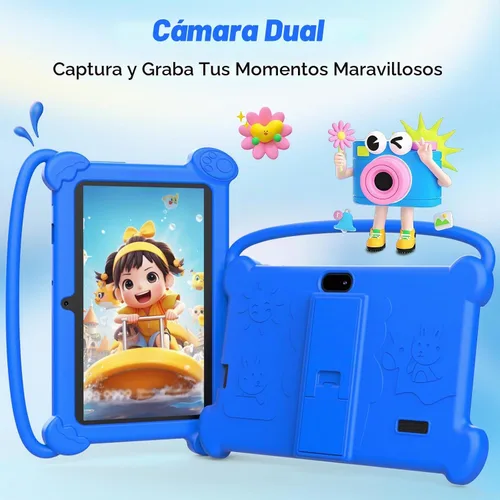 Vista 9 de Tableta infantil de 7 pulgadas para niños de 3 a 9, 32 GB de ROM, 4 GB de RAM, Android 12, tableta para niños pequeños con funda a prueba de golpes