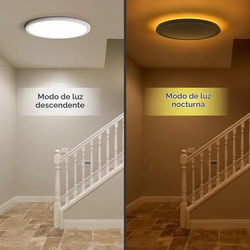 Vista 2 de Matane Paquete de 2 lámparas LED de techo de 12 pulgadas con control remoto, luz nocturna cálida de 2000 K, ajustable de 3000 K-6500 K, luces