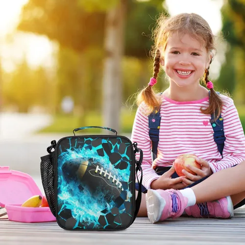 Vista 6 de Lonchera para niños – Lonchera aislada a prueba de fugas para niños y niñas, bolsa de almuerzo portátil para escuela, trabajo, picnic con correa