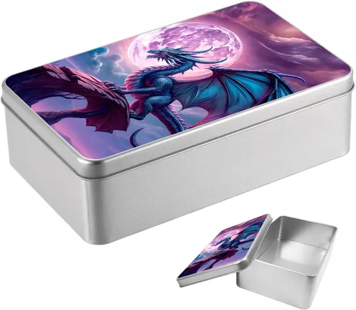 Vista 64 de Caja de lata de metal con tapa, contenedor de almacenamiento rectangular vacío de hojalata, estuche de lata portátil ligero para manualidades