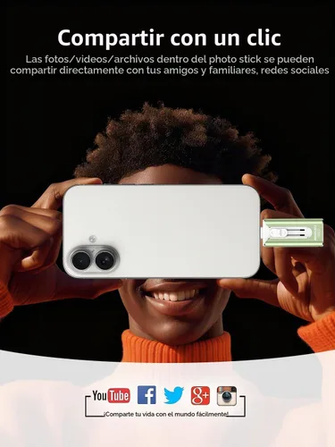 Vista 6 de Mini unidad flash de doble interfaz de 256 GB, memoria portátil compatible con iPhone 17/16/15/14/13/12/11, iPad, Android y PC, fácil de guardar