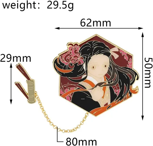 Vista 3 de Anime Demon Brooch Slayer Pin -Tanjiro Nezuko Shinobu Figure Characters Metal Sword Enamel Pins Badges Collection Cosplay Jewelry Gifts for Fans