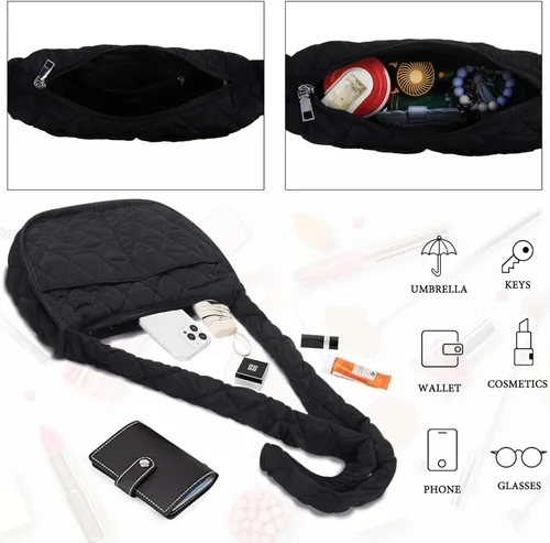 Vista 3 de Lostars Bolsa acolchada para mujer, bolsas acolchadas cruzadas, bolsas acolchadas para mujer, bolsa acolchada de algodón de plumón