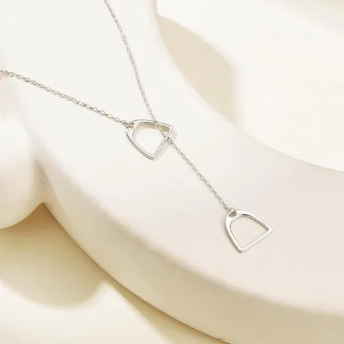 Vista 5 de FANZE 925 Sterling Sliver Horseshoe Necklaces for Women Double Stirrup Y Necklace Classic Western Horse Jewelry Gift for Anniversary Valentines