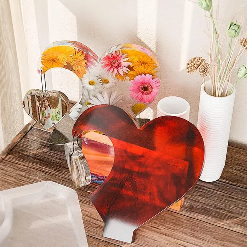 Vista 5 de Moldes de Resina para Marcos de Fotos Grandes, Moldes de Silicona en Forma de Corazón para Resina Epoxi, Exhibición de Marco de Fotos DIY Molde