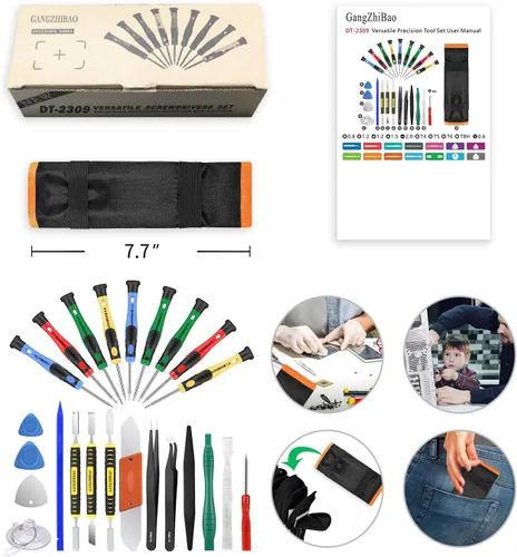 Vista 7 de (2309A-Small) Kit de herramientas desarmador de reparación para iPhone/ iPad/ iPod/ otros celulares (23 unidades)