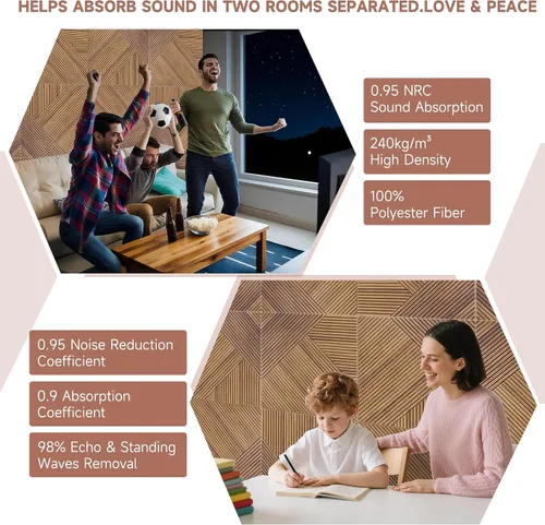 Vista 7 de TO-TH Paneles acústicos de pared, paquete de 6 unidades de tamaño total de 72 x 48 pulgadas, paneles acústicos decorativos autoadhesivos para pared