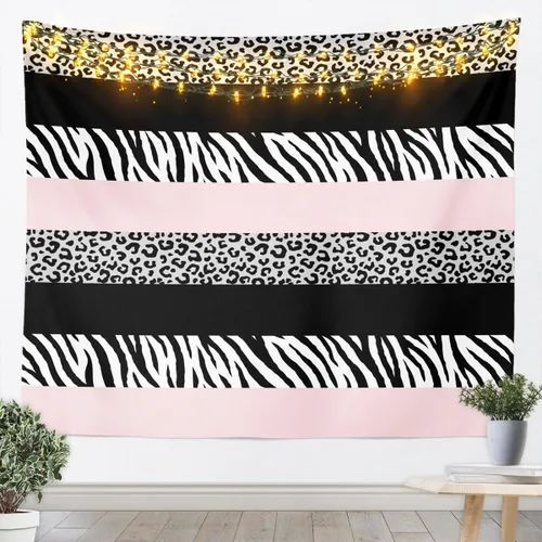 Vista 16 de Leopard Print Tapestry,Cheetah Zebra Skin Rustic Farmhouse Wall Tapestries,Girls Women Room Decor,Geometric Stripes Patchwork Chic Wall Leopard 10