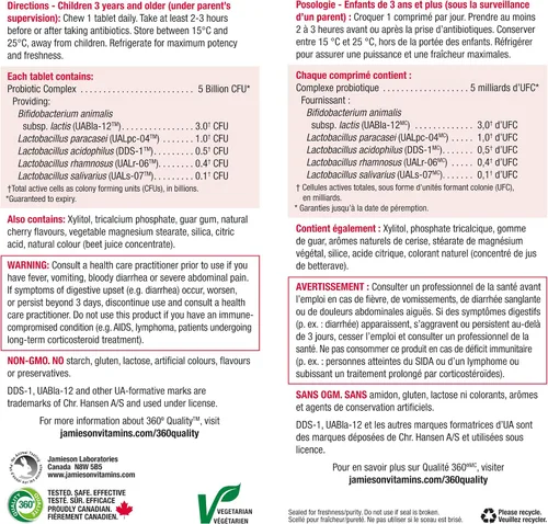 Vista 5 de Jamieson Probiótico masticable para niños, 60 pestañas masticables
