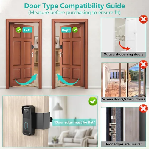 Vista 5 de Soporte de timbre Blink sin taladro, soporte de puerta antirrobo para cámara de timbre Blink totalmente nueva, kits de timbre de instalación rápida