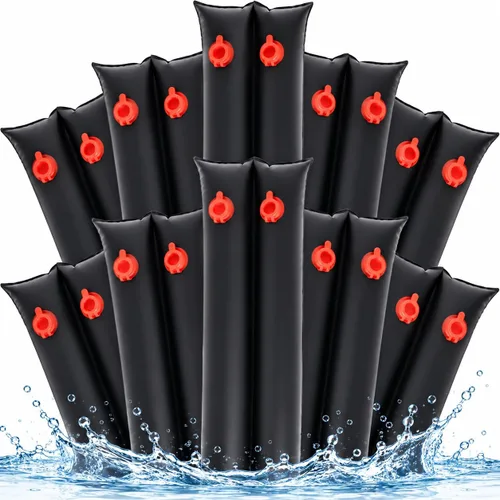 Vista 8 de Bolsas de agua para piscina, paquete de 5 unidades, tubos de agua de cámara doble de 8 pies de alta resistencia, Pesos para cubierta de piscina