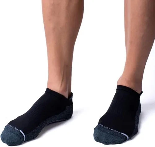 Vista 3 de Dr. Motion Calcetines tobilleros de compresión transpirables acolchados de corte bajo para hombre con soporte de arco, 4 pares