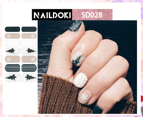 Vista 2 de Calcomanías de uñas, 6 hojas x 14 piezas de tiras de esmalte de uñas, calcomanías de gel autoadhesivas para mujeres y niñas