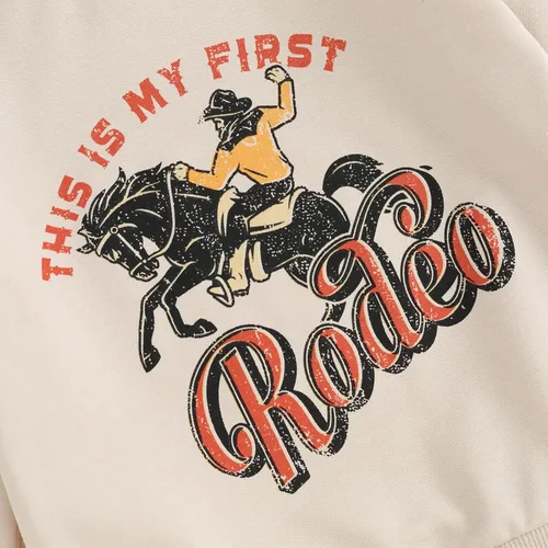 Vista 5 de Chloefairy Conjunto de 2 piezas de ropa occidental para bebé, sudadera con texto en inglés "This is My First Rodeo", conjunto de 2 piezas para otoño
