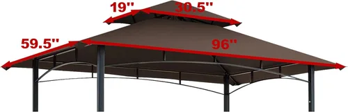 Vista 2 de EasyLee Cubierta de toldo para kiosco de parrilla de 8 x 5 pies, parte superior de repuesto impermeable con gancho en T, color marrón