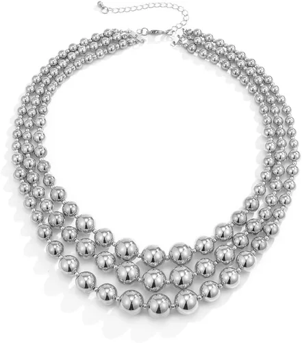 Vista 4 de Octwine Collares en capas con cuentas, collar de cadena gruesa, joyería punk para mujeres y niñas