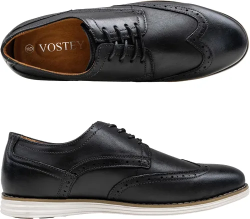 Vista 3 de Vostey Zapatos de vestir de cuero para hombre, zapatos de vestir casuales para hombres, zapatos de cuero Oxford para hombres