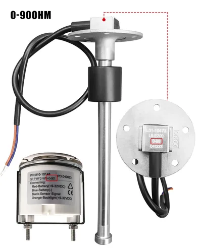 Vista 2 de Sensor de Nivel de Combustible, Agua y Gas de Acero Inoxidable Impermeable de 0-90ohm, Unidad de Envío de Tanque de Combustible para Barco
