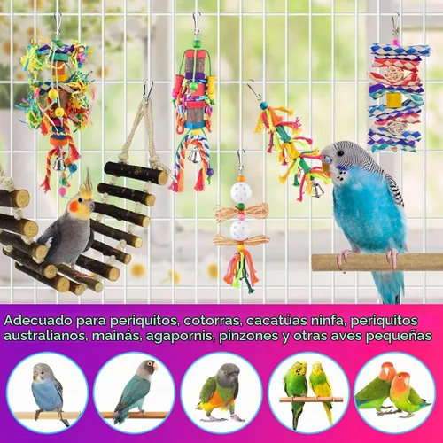Vista 6 de KATUMO Juguetes para pájaros, periquito columpio escalera de loro cacatúa, perca, conure, campana colgante, juguetes para periquito, conure