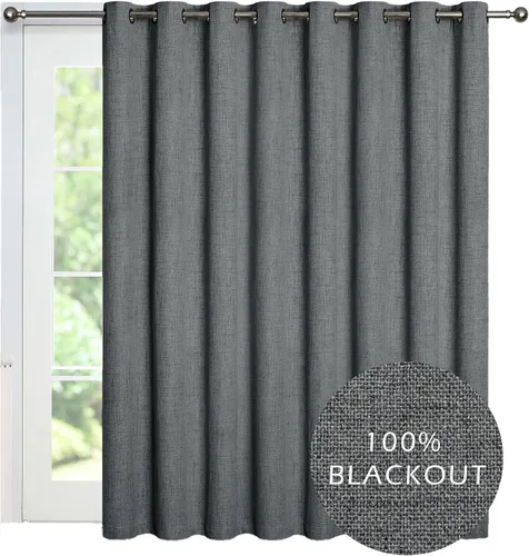 Vista 16 de Cortinas opacas con aspecto de lino de 84 pulgadas de largo, 100% absolutamente opacas, con aislamiento térmico, ahorro de energía, con textura, 2